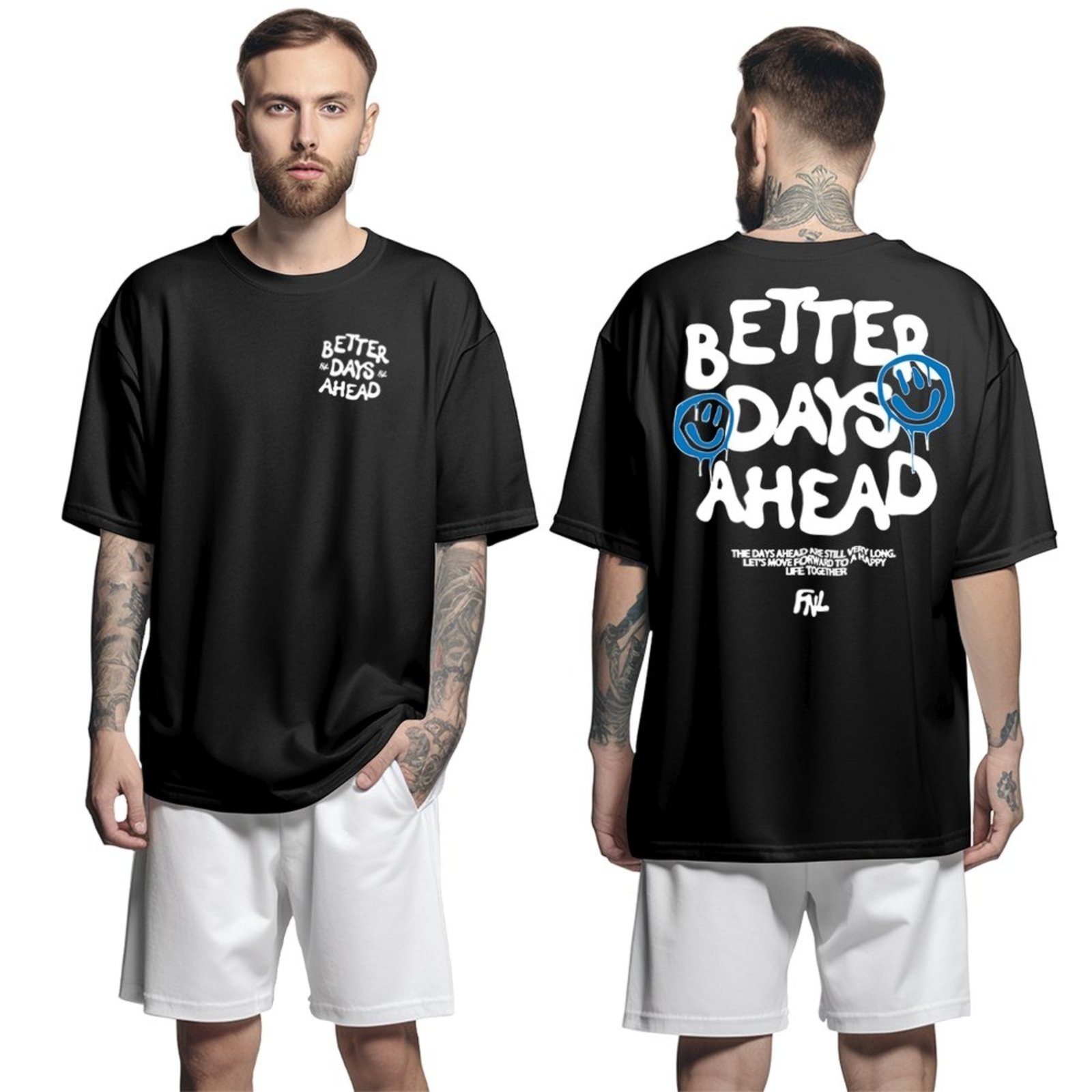 Camiseta Oversized Streetwear Genuine Grit Masculina Larga 100% Algodão 30.1 Better Days Ahead – Preto – P