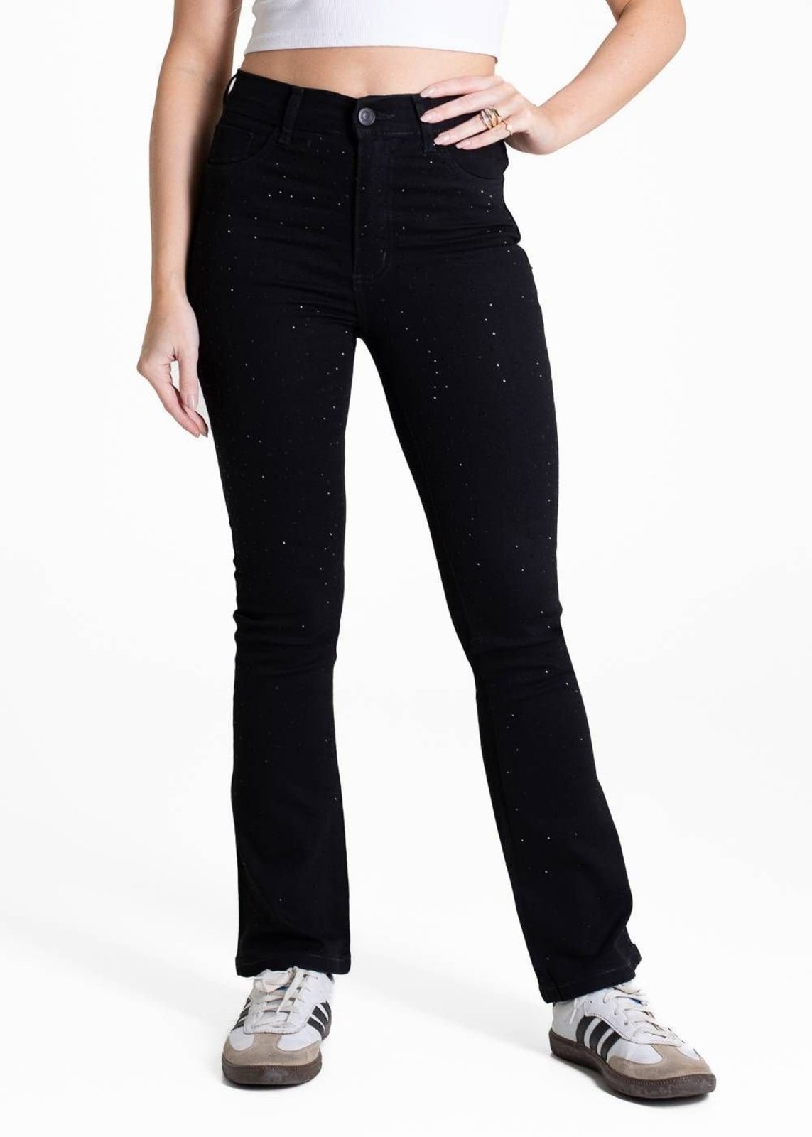 Calça Sarja Sawary Boot Cut Petit Brilho - 283920 - Preto - Sawary
