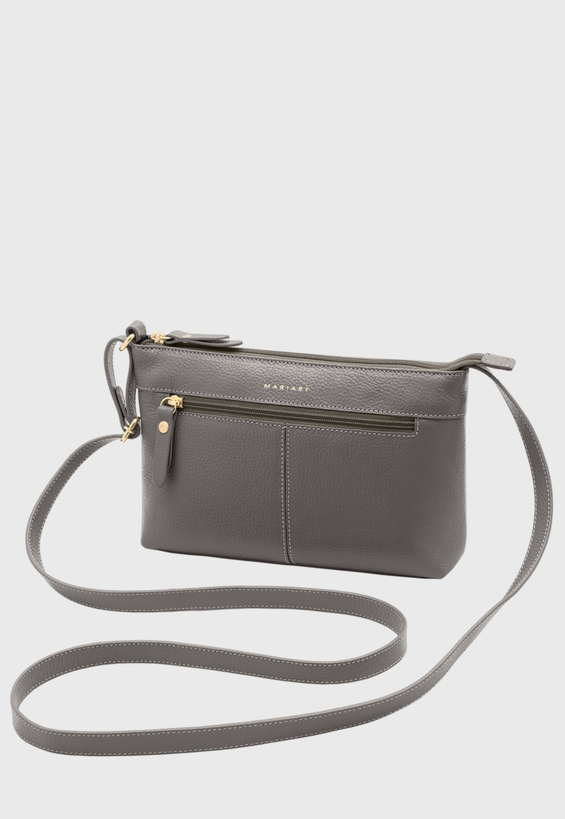 Bolsa Transversal Couro Mariart Cipozinho Cinza