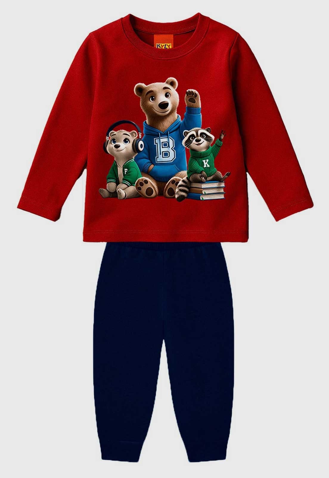 Infantil - Conjunto Kyly Estampa Personagens Vermelho