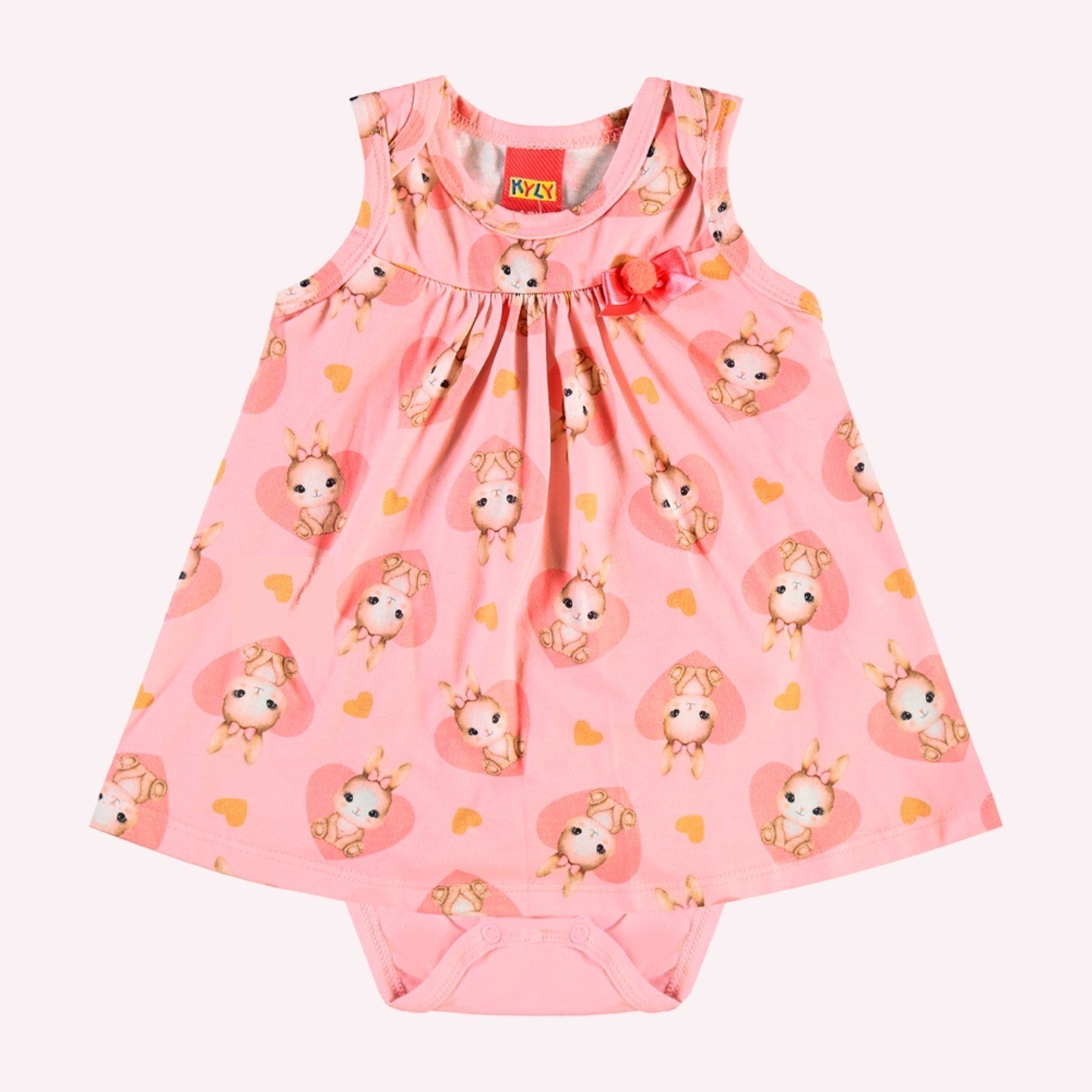 Vista 2 Infantil - Vestido Menina Coelhos Kyly rosa