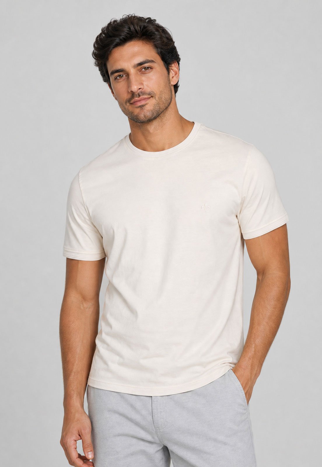 Camiseta Masculina Dudalina Gola Redonda Branca