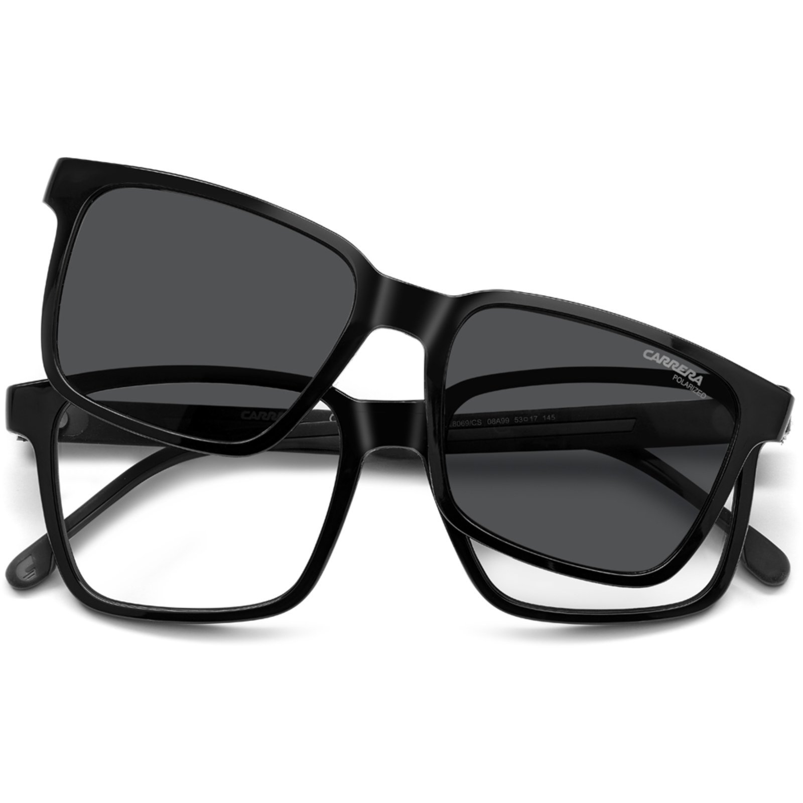 Vista 3 Óculos de Sol Carrera Clip On 8069 CS 08A 53M9 preto Carrera preto
