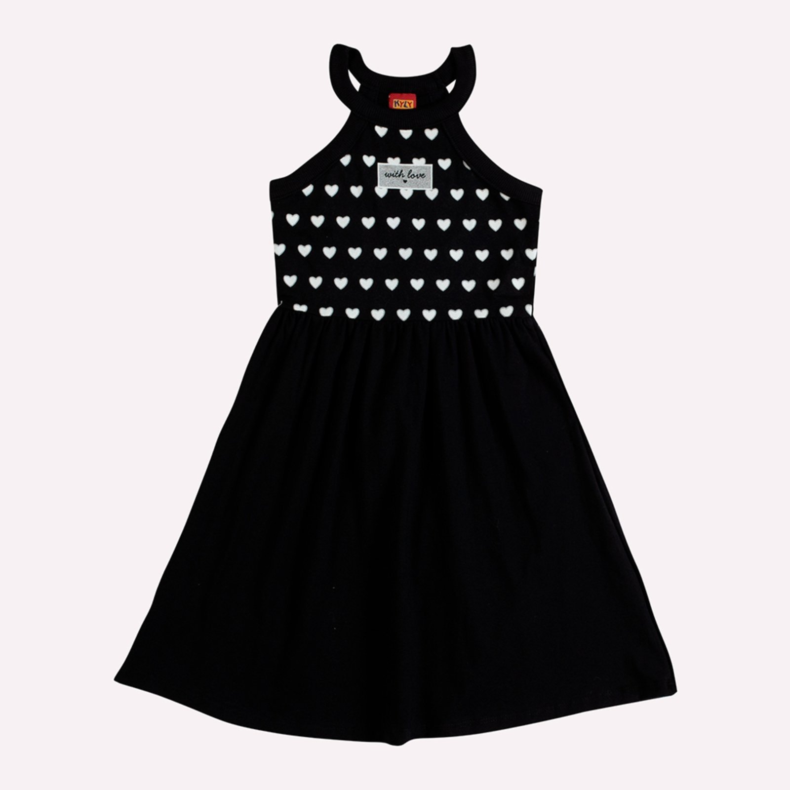 Vista 2 Infantil - Vestido Menina Corações Kyly preto Kyly preto