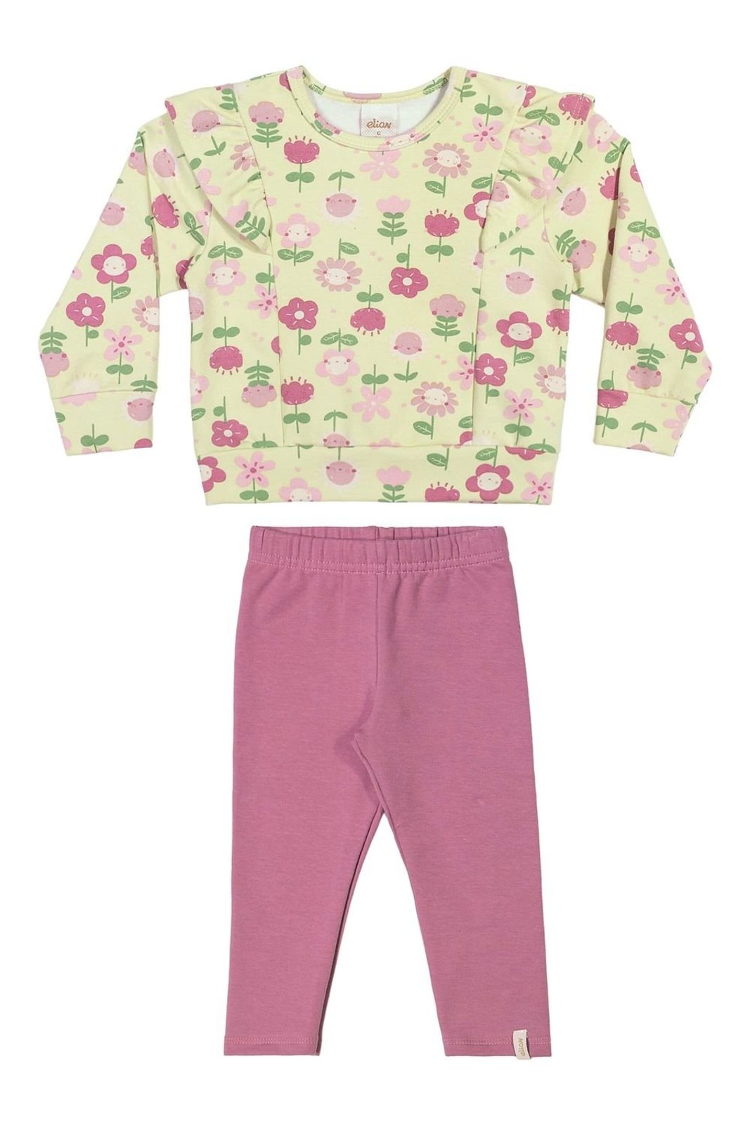 Infantil - Conjunto Menina Floral Babados Elian Verde