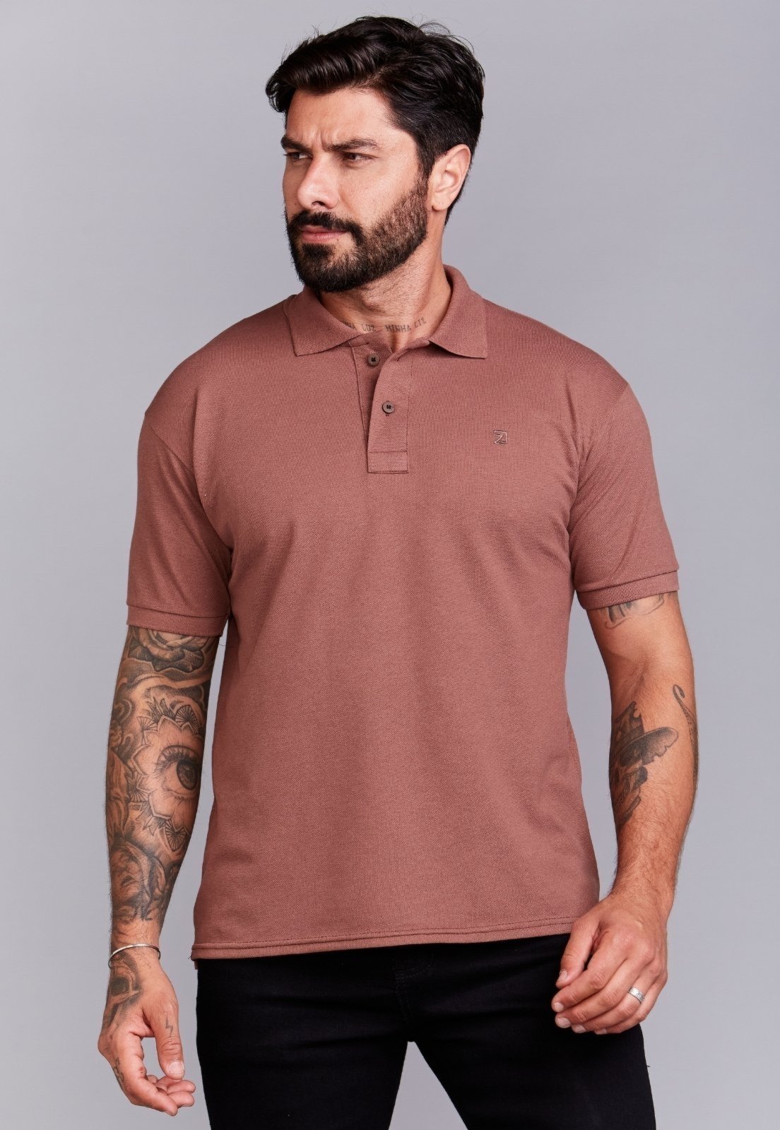 Camisa Polo Piquet Masculina Daze Modas Marrom