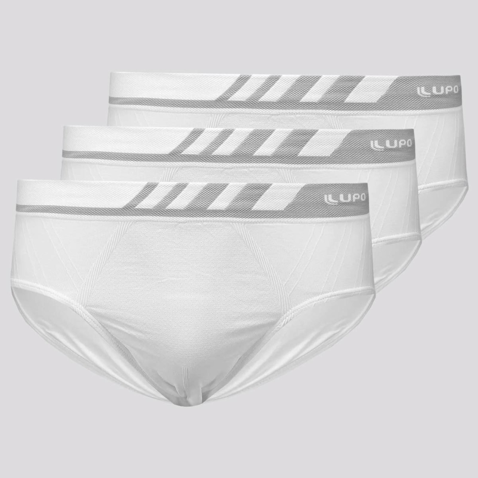 Vista 2 Kit 3 Cuecas Slip Lupo Microfibra Sem Costura Branca branco Lupo branco