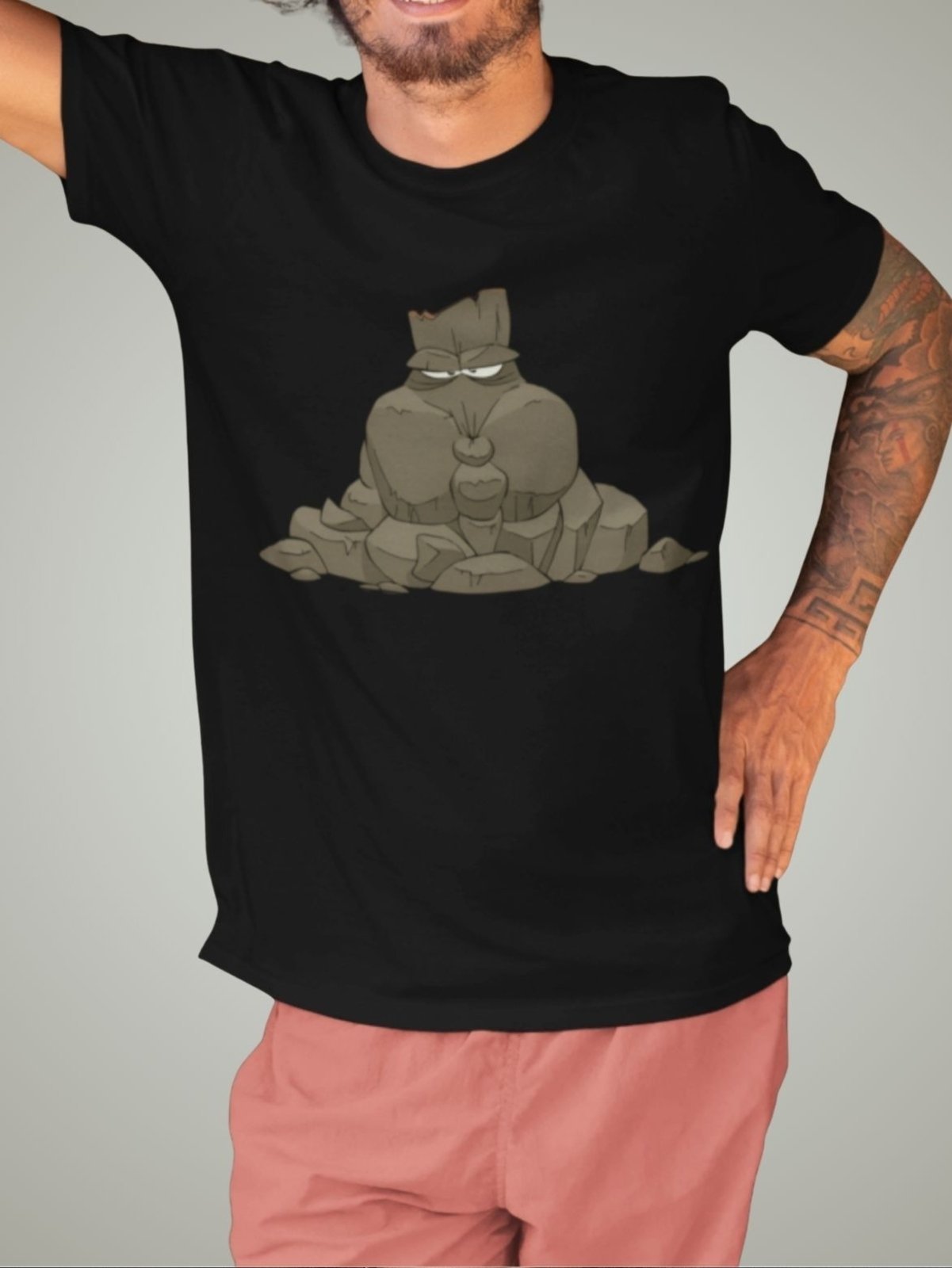 Camiseta Masculina GuGi Camisa De Vulcão Desenho Animado Estilizado Cartoon Preto