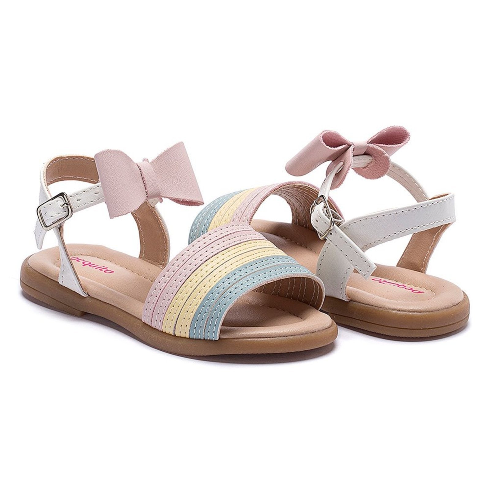 Infantil – Sandália Meninas Laço Colorido Candy Color Pequito