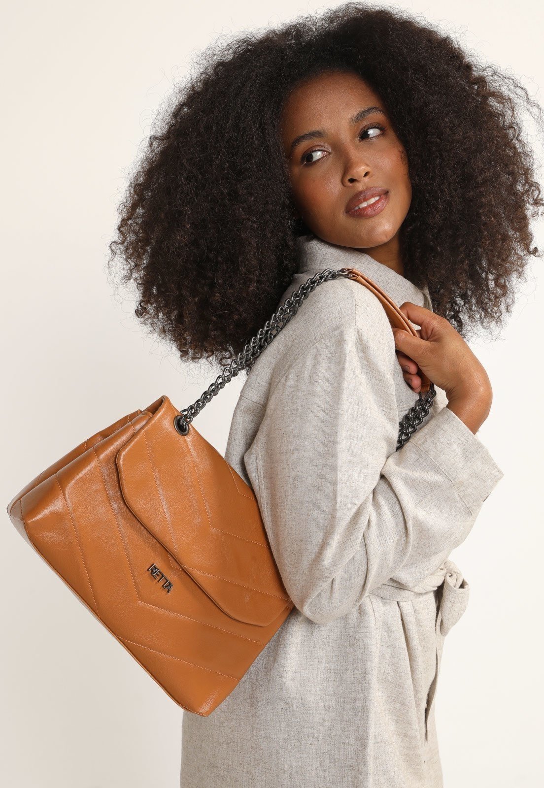 Bolsa Feminina Retta Isa Matelassê Caramelo