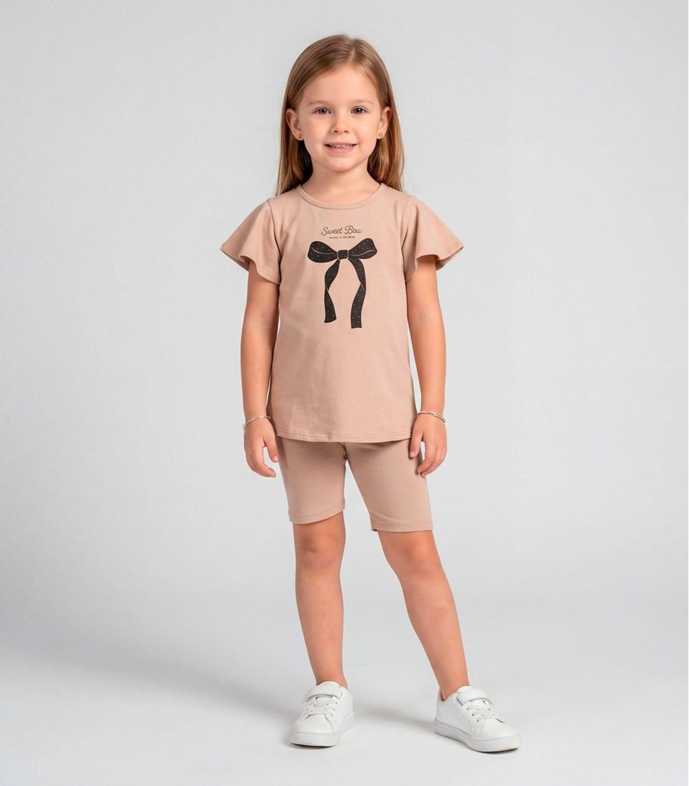 Infantil - Conjunto Menina Blusa E Ciclista Select Marrom