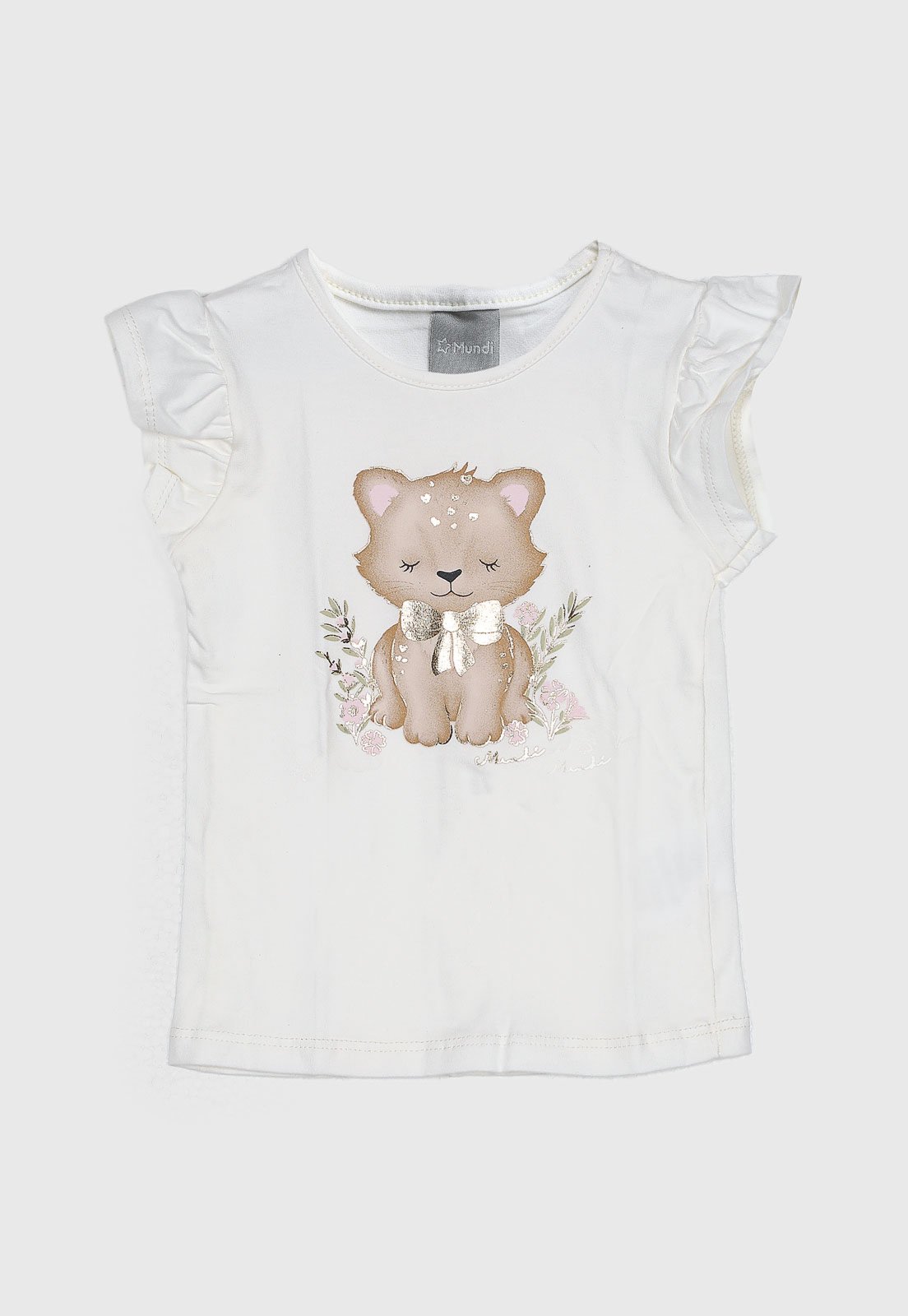 Camiseta Brandili Mundi Gato Babado Branca
