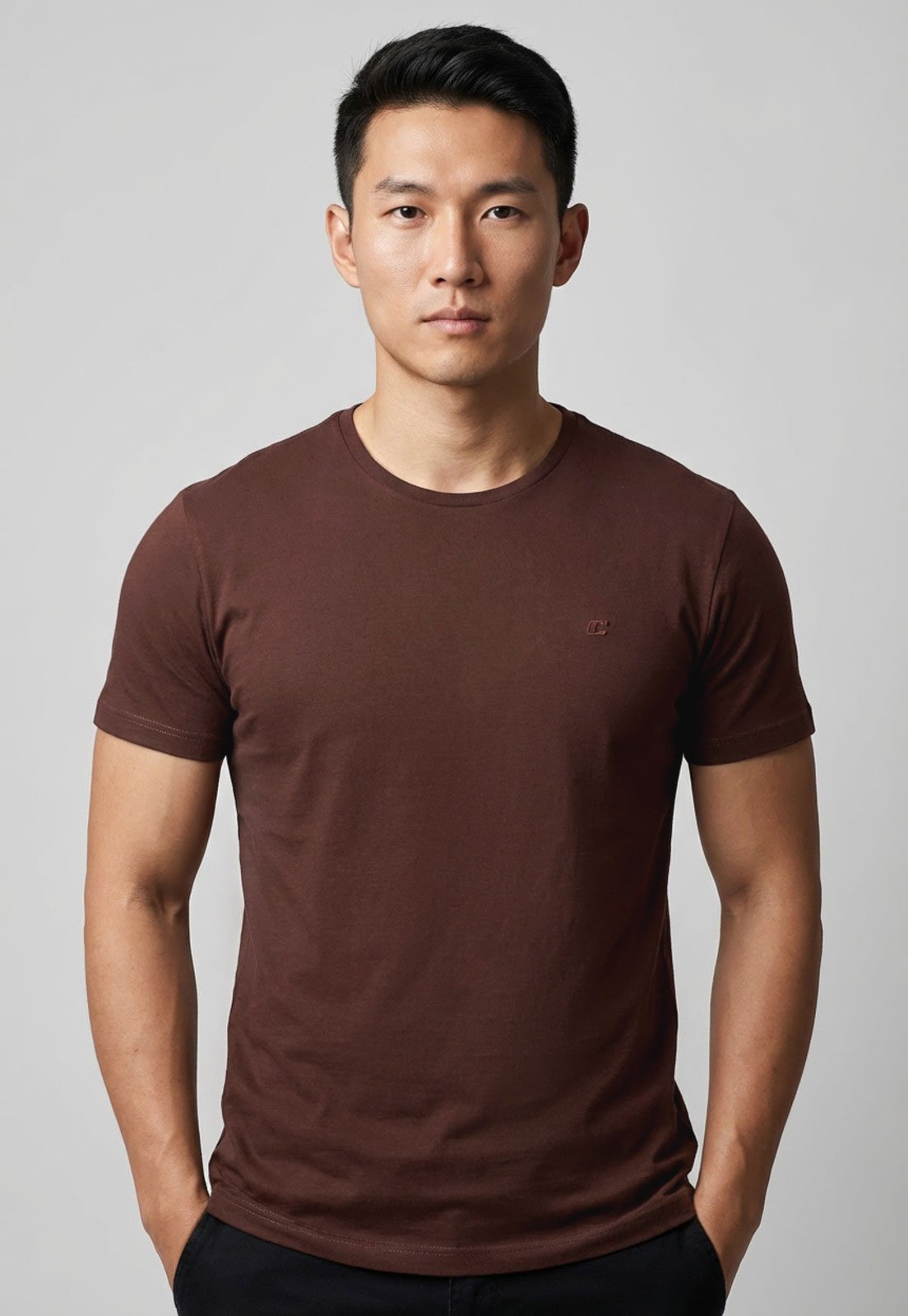Camiseta Masculina Colcci Logo Bordado Marrom