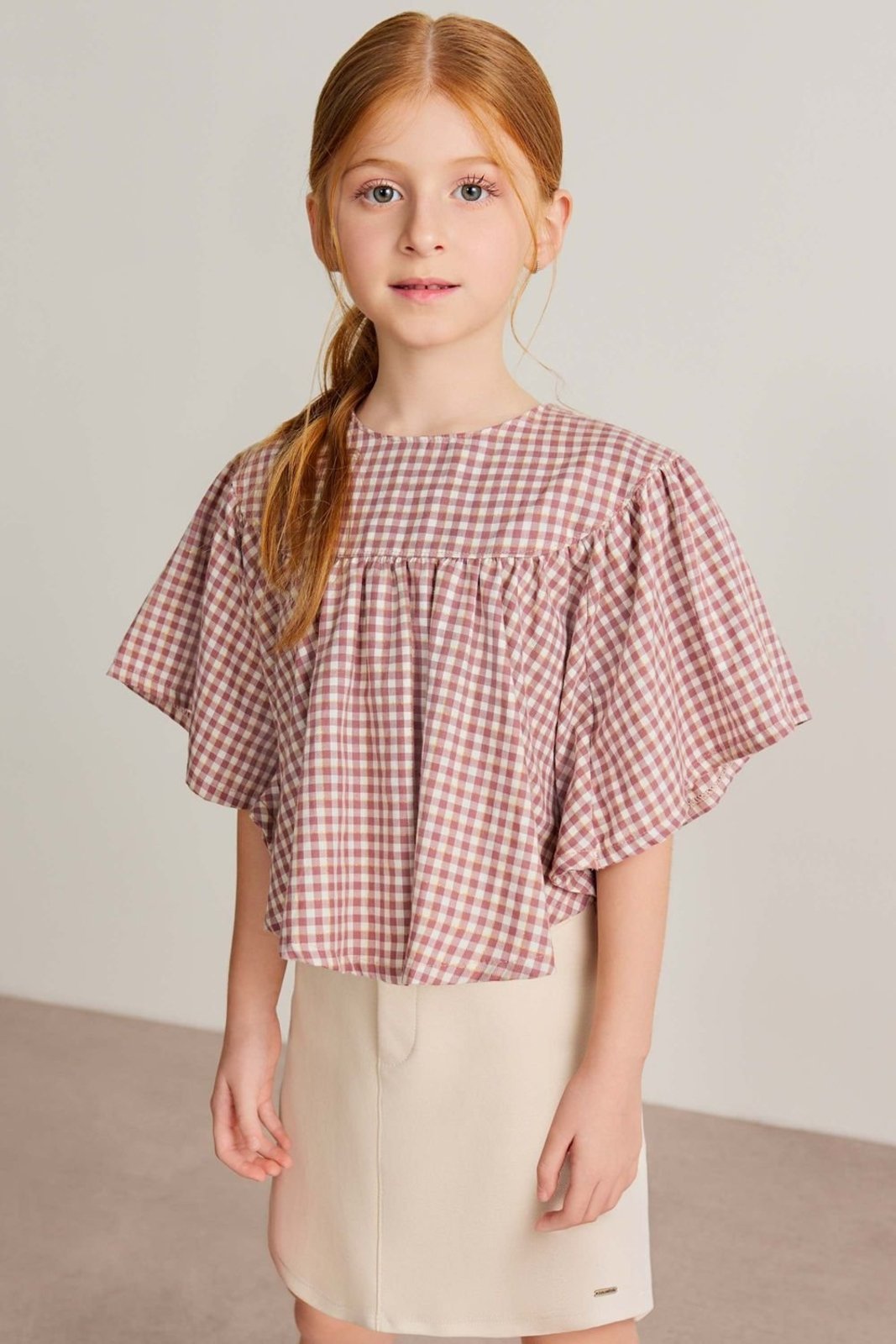 Infantil - Conjunto Menina Amplo Xadrez Colorittá Marrom