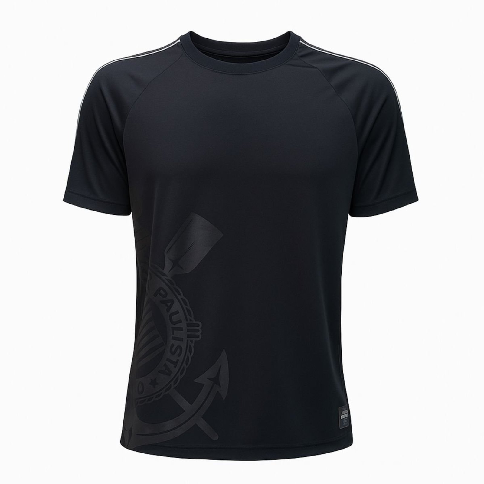 CAMISA MASCULINA CORINTHIANS RAGLAN REC VIVO BLACK PRETO