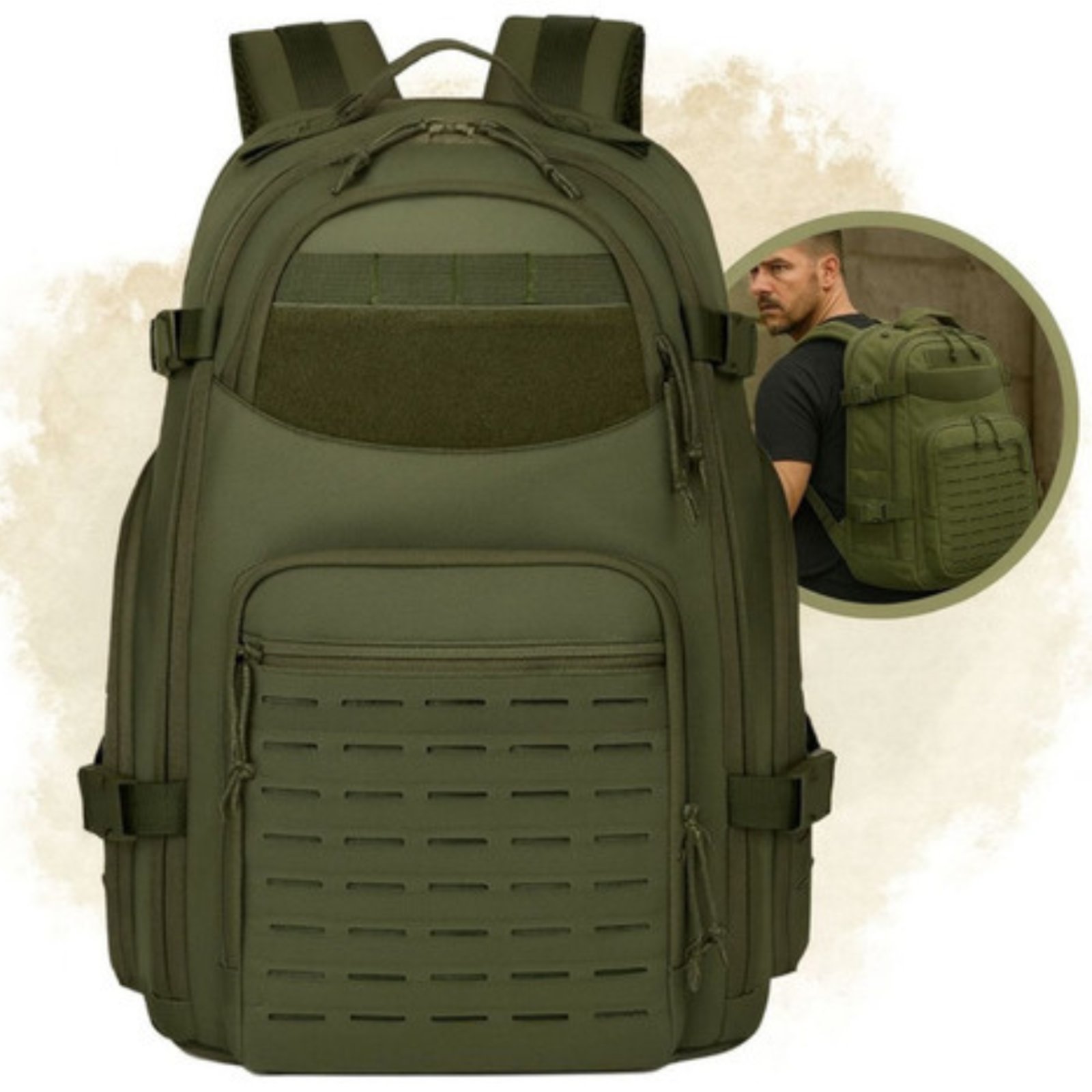 Mochila Militar Esportiva Trilha Grande Tática Exército 40 Litros Acampamento Verde