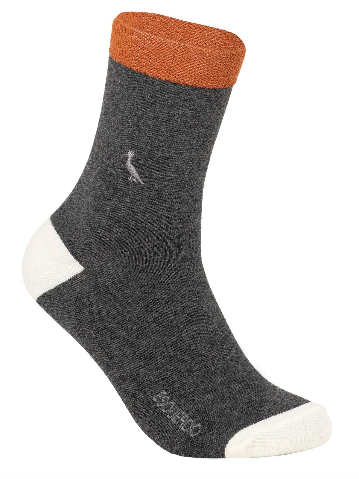 Meia Masculina Reserva RSV Social Cano Alto Algodão Confortável Cinza Escuro Laranja Colors