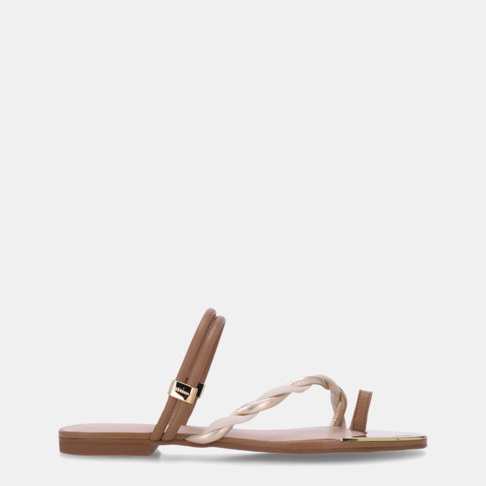 Chinelo Couro Saara Ginger E Laminati Ouro - 53129400 Luz da Lua