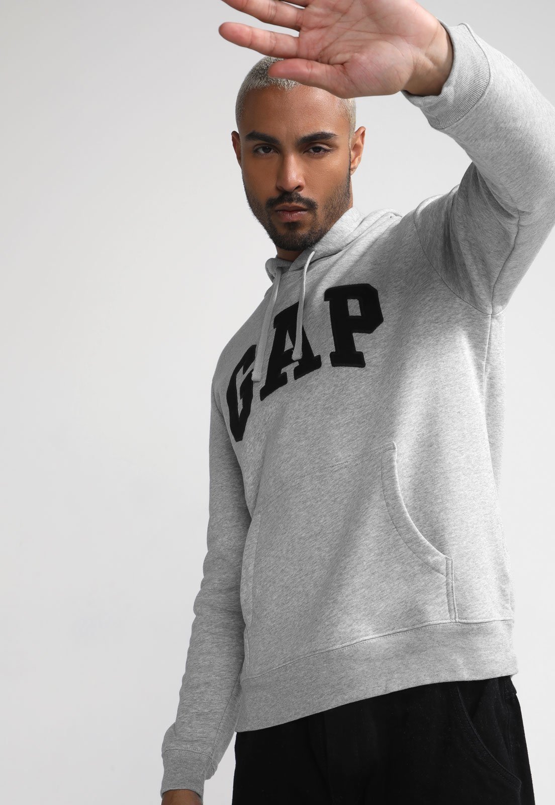 Blusa de Moletom Flanelada Fechada GAP Logo Cinza