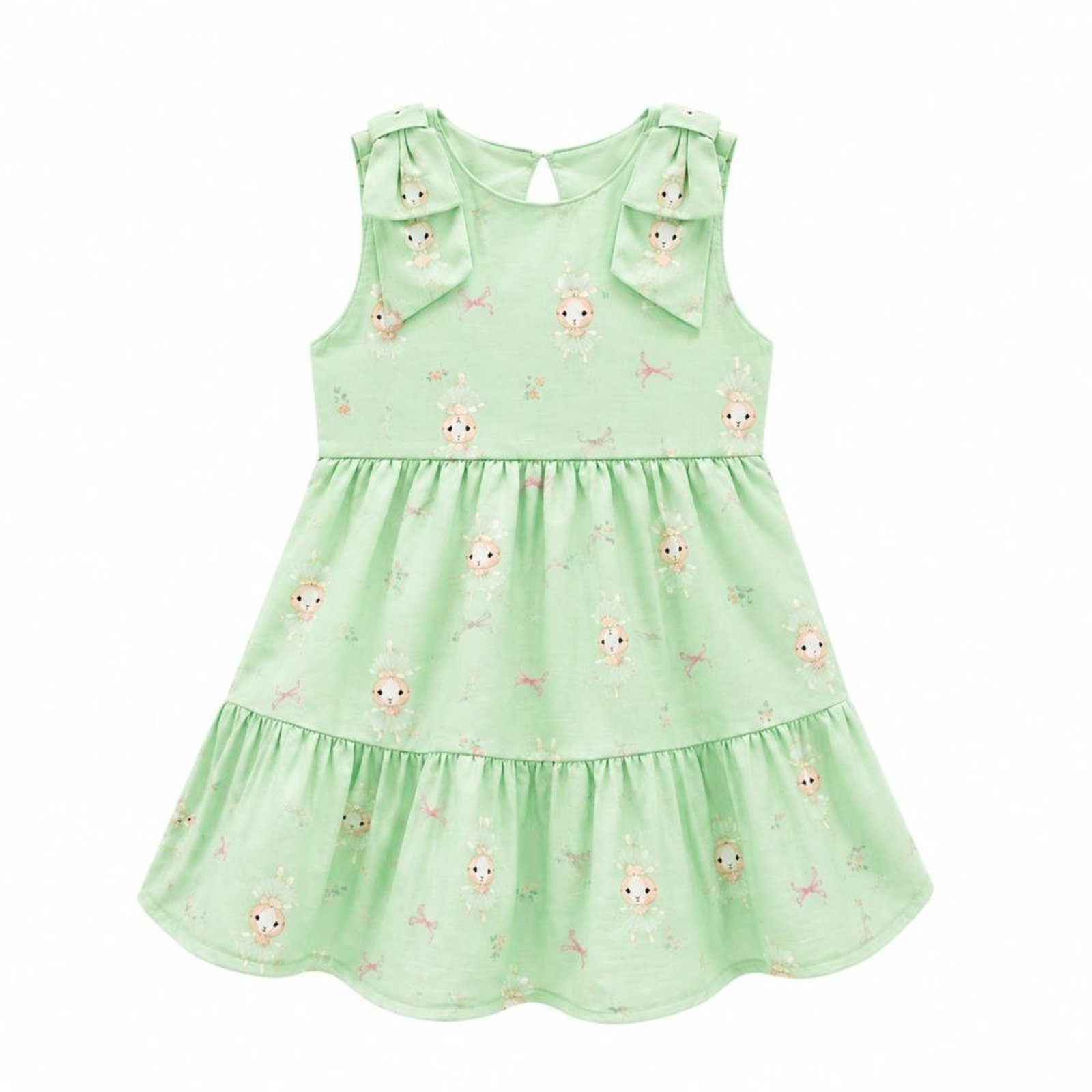 Infantil - Vestido Estampado Coelhinha Bailarina Somni Verde G Verde