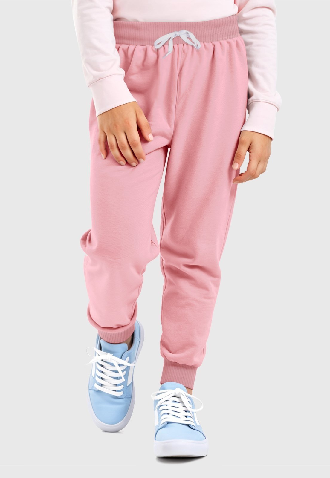 Infantil – Calça Moletom Menina Rosa Claro Benellys