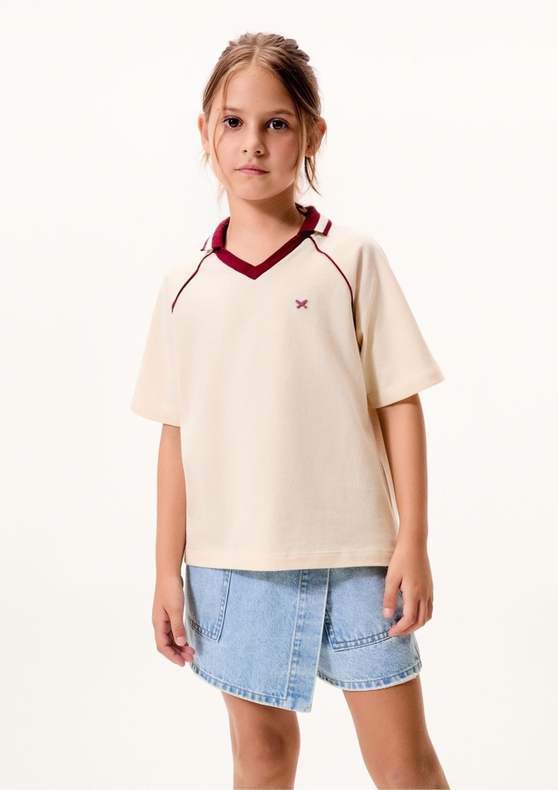 Infantil – Camisa Polo Menina Em Malha Binada Hering