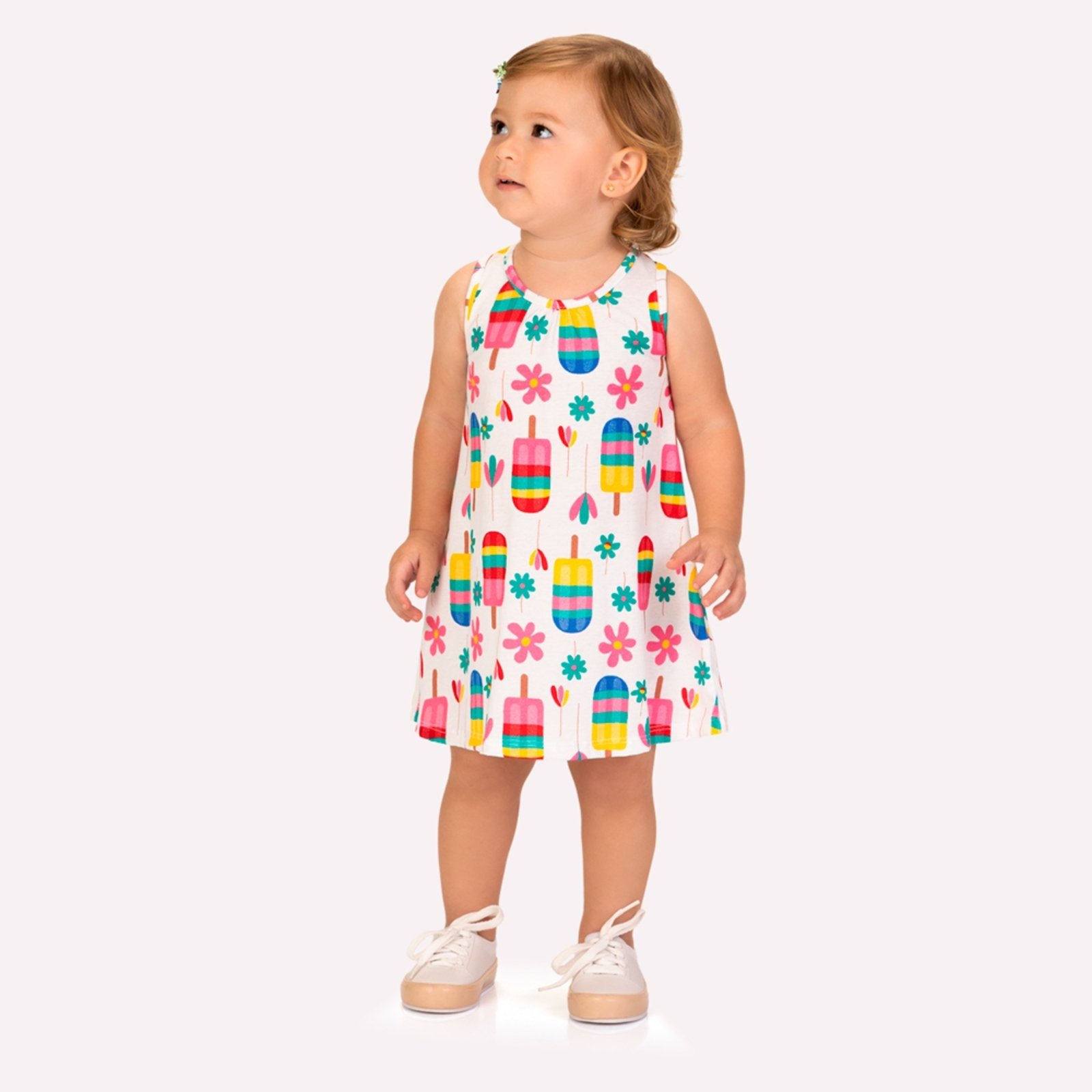 Vista 2 Infantil - Vestido Menina Picolés Kyly rosa Kyly rosa