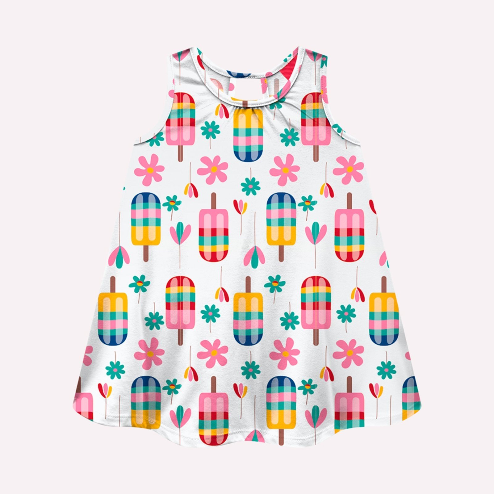 Vista 3 Infantil - Vestido Menina Picolés Kyly rosa Kyly rosa