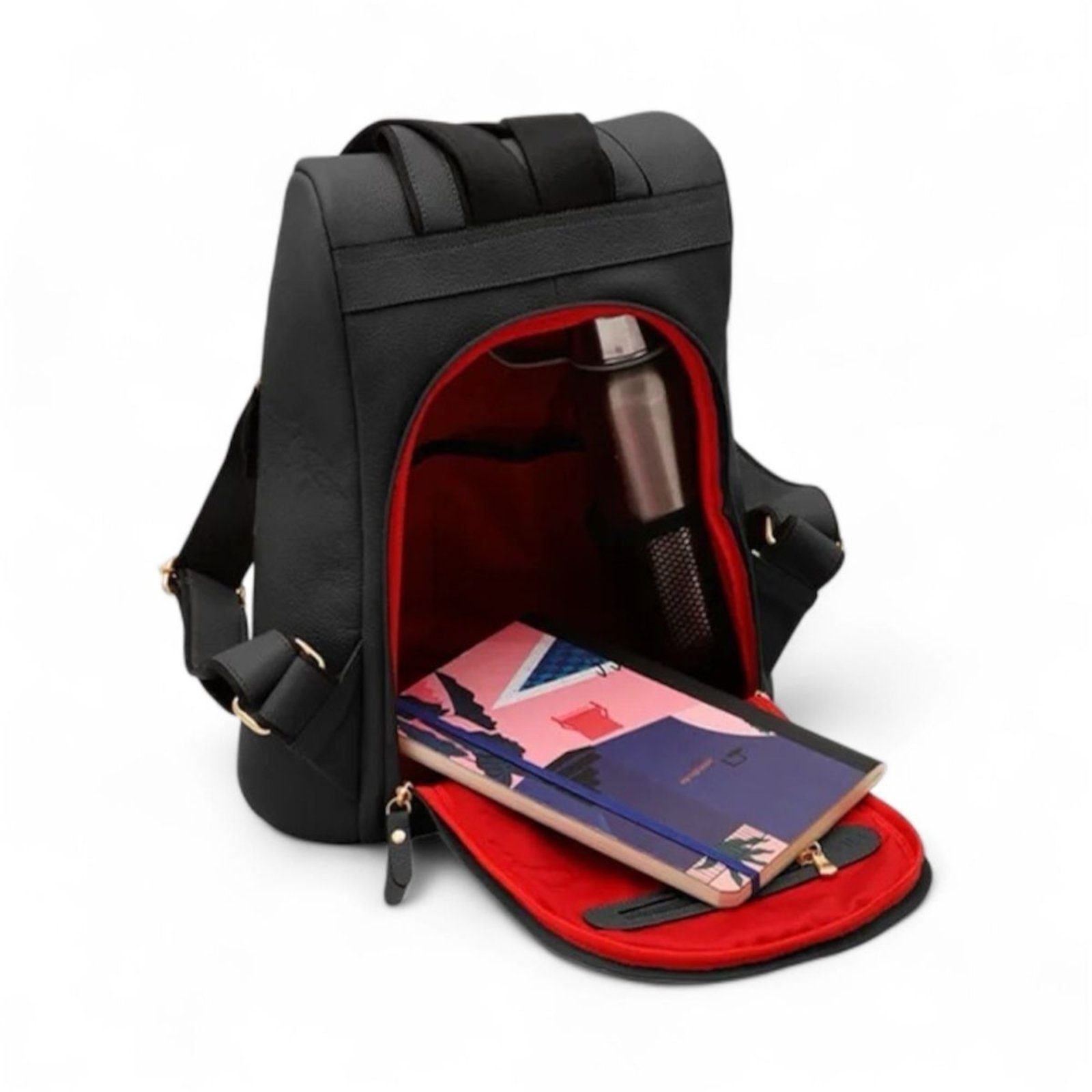 Vista 3 Mochila Feminina Mariart em Couro Dalia preto preto