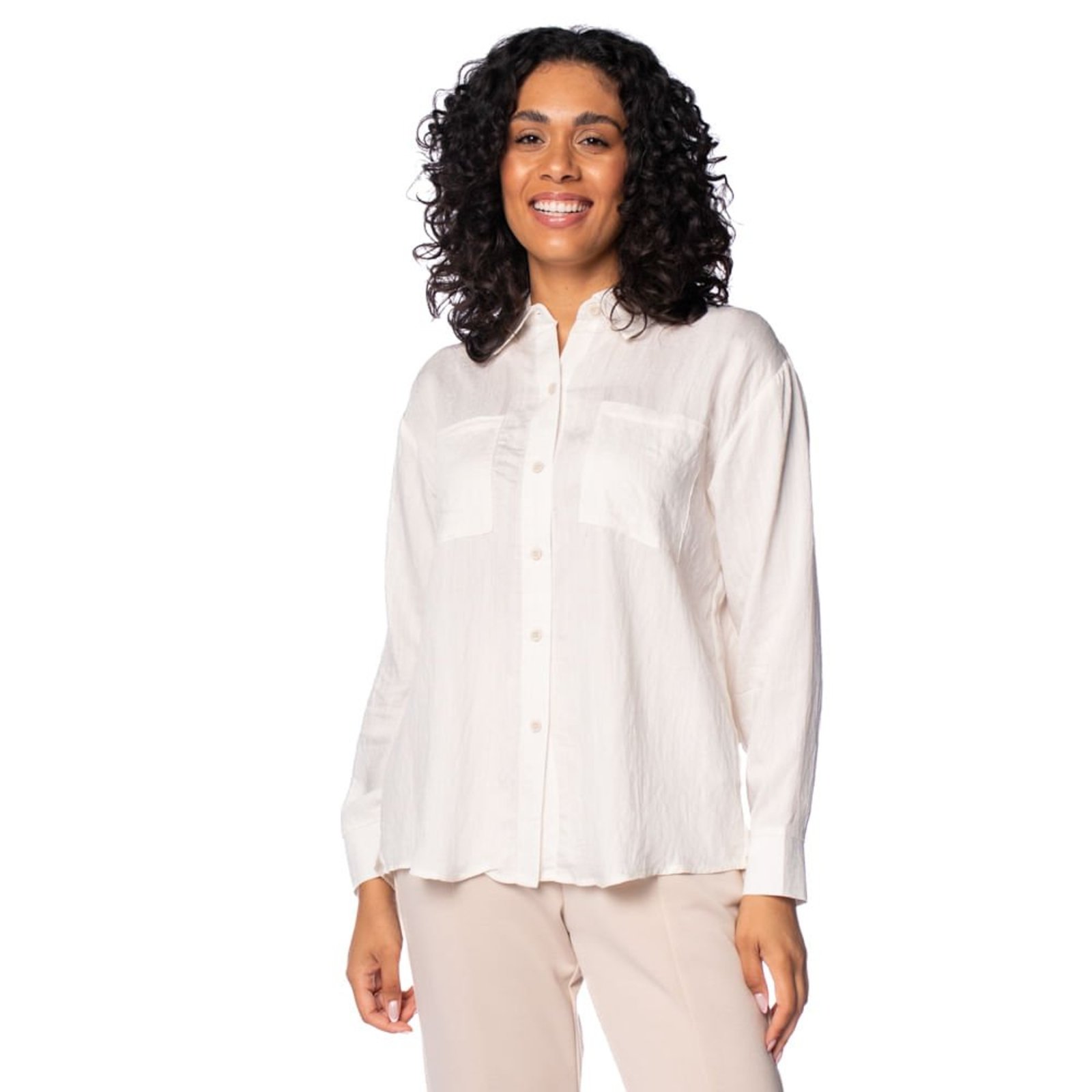 Vista 2 Camisa Feminina Pellini Bolsos Manga Longa Off White off-white white Pellini off-white white
