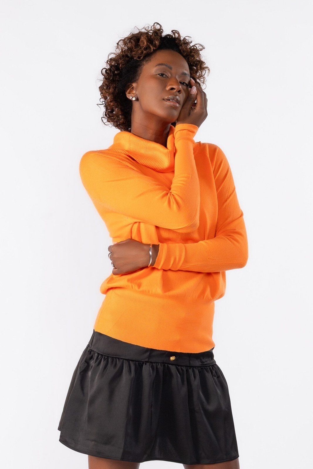 Blusa cacharrel detalhe canelado Laranja