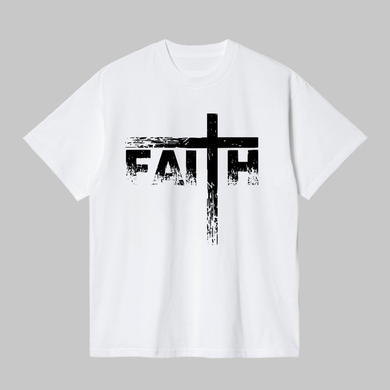 Camiseta Básica Faith Cruz Religiosa Cristã Unissex Branco