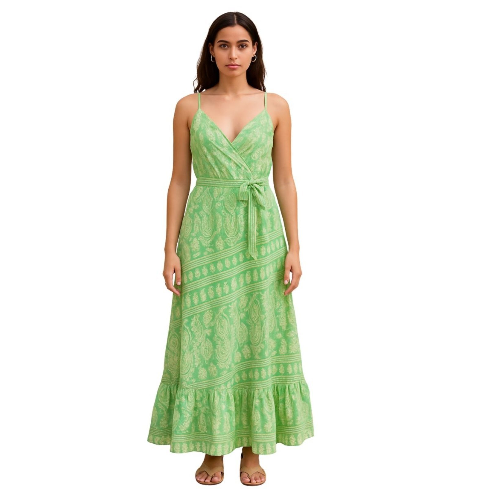Vestido Longo Vih Triny Indiano Boho Feminino Verde