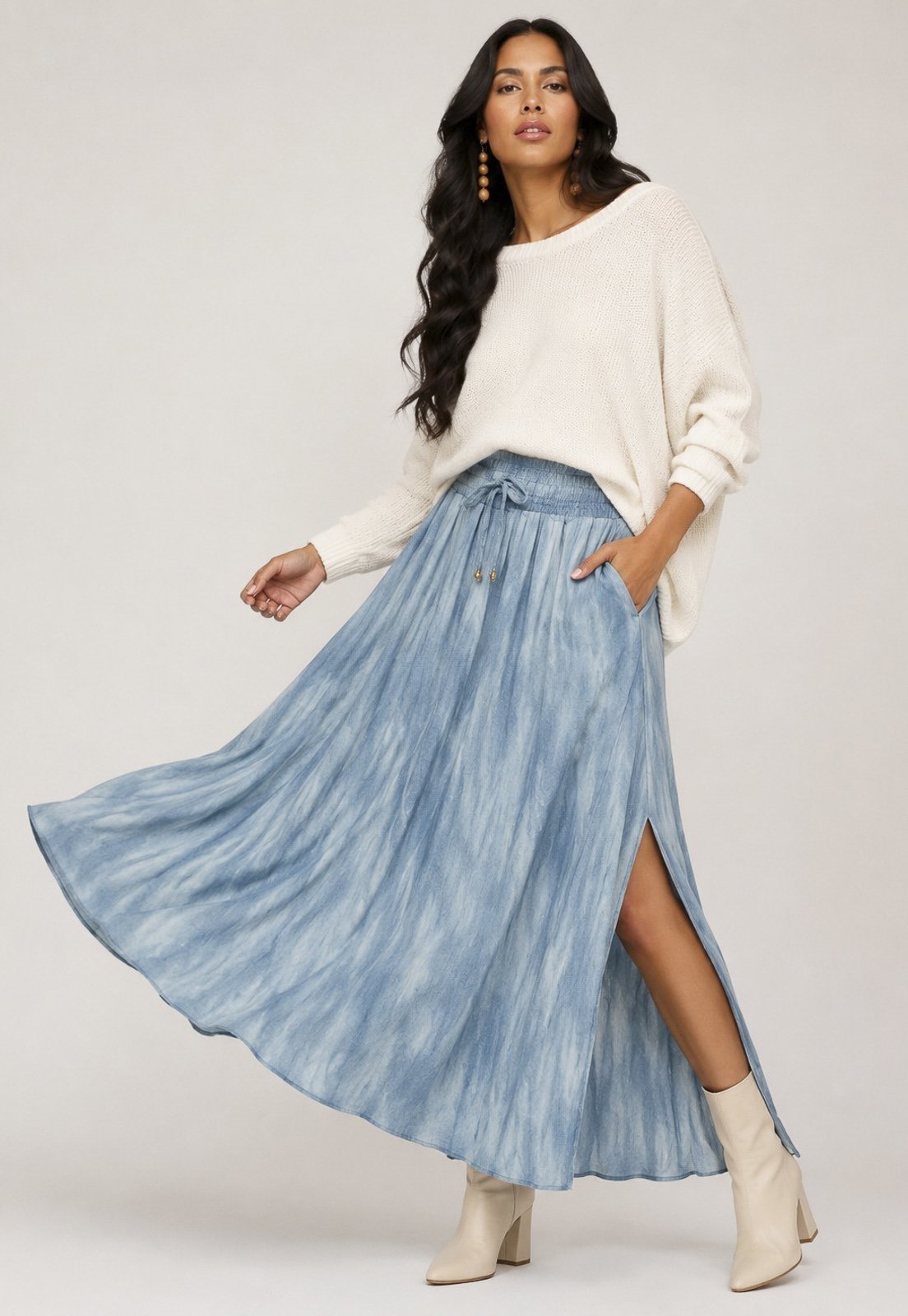 Saia Cabanafree Longa Viscose Tie Dye Blue