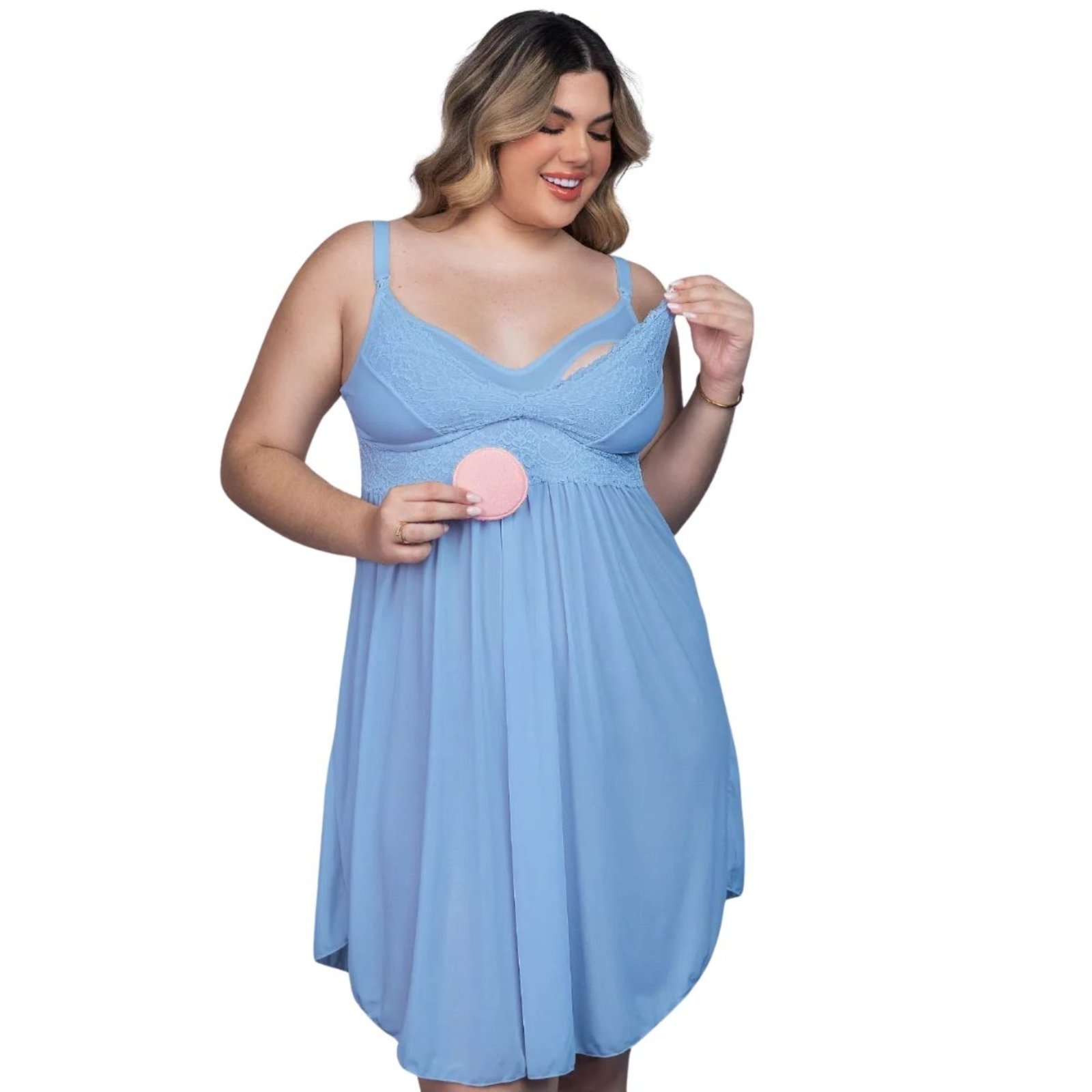 Camisola Amamentação em Liganete com Detalhes em Renda Santa Passion