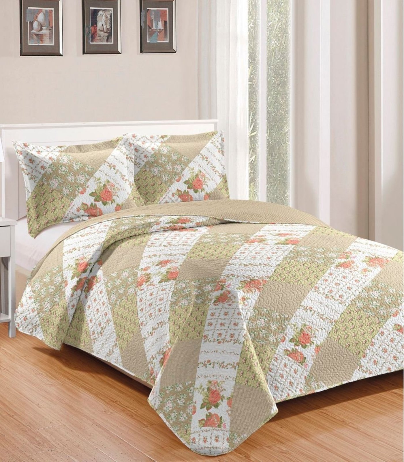Colcha King Bouti Patchwork Microfibra Rozac Verde