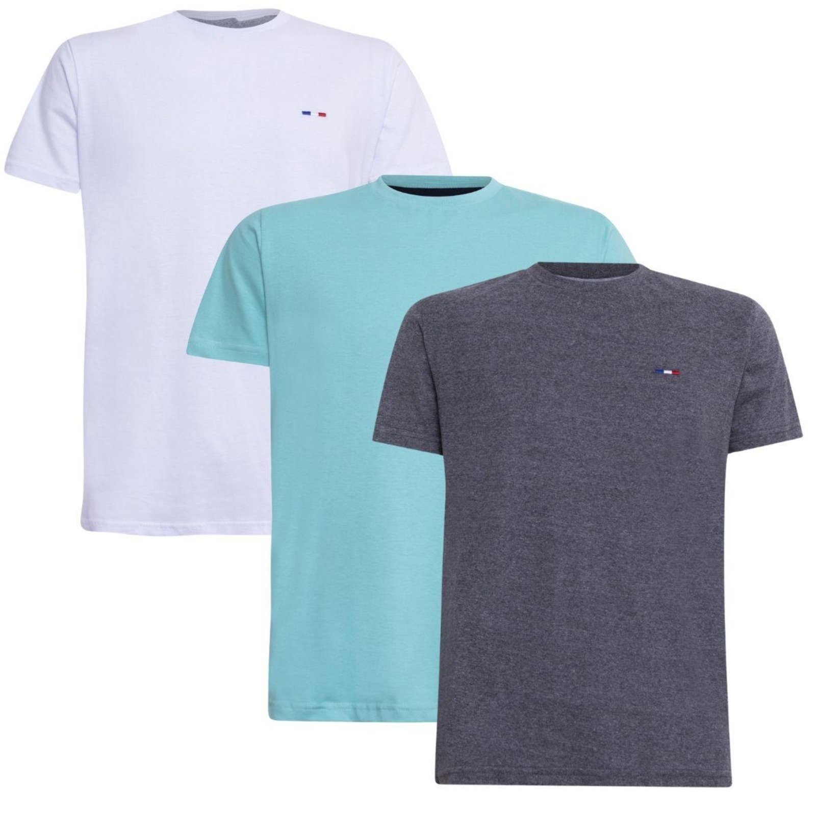 Kit 3 Peças Camisetas Básicas Masculina FMF em Algodão Premium no Estilo Tommy Bordado França