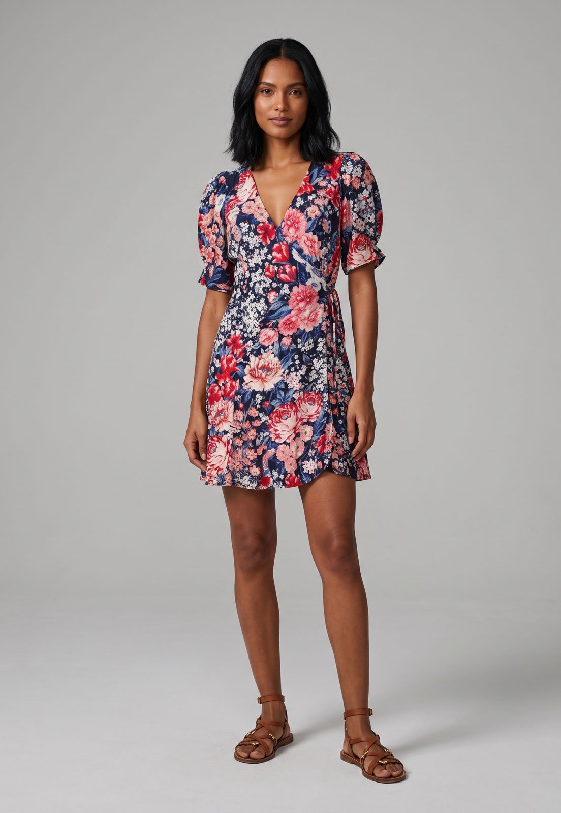 Vestido Feminino FARM Curto Floral Azul