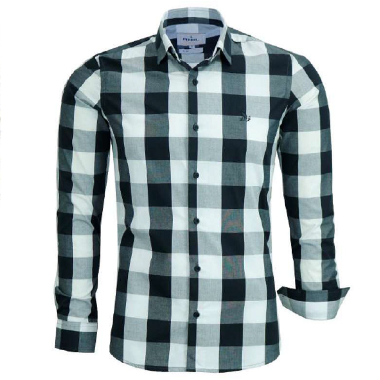 Camisa Adulto Xadrez Slim Original Amil Exclusivo Cinza