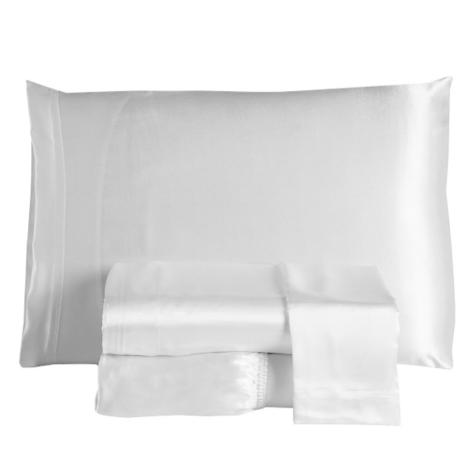 Jogo Cama Lençol Casa Scarpa Splendore Queen Cetim Charmousse Alto Brilho 4 Peças - Branco