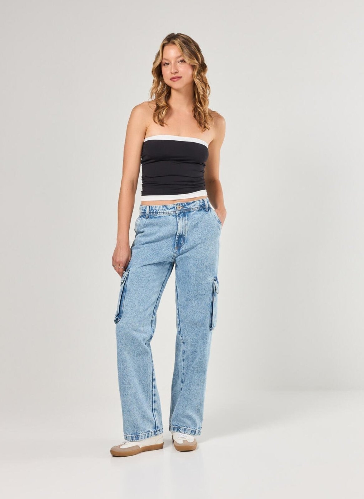 Calça Jeans Cargo Cintura Baixa