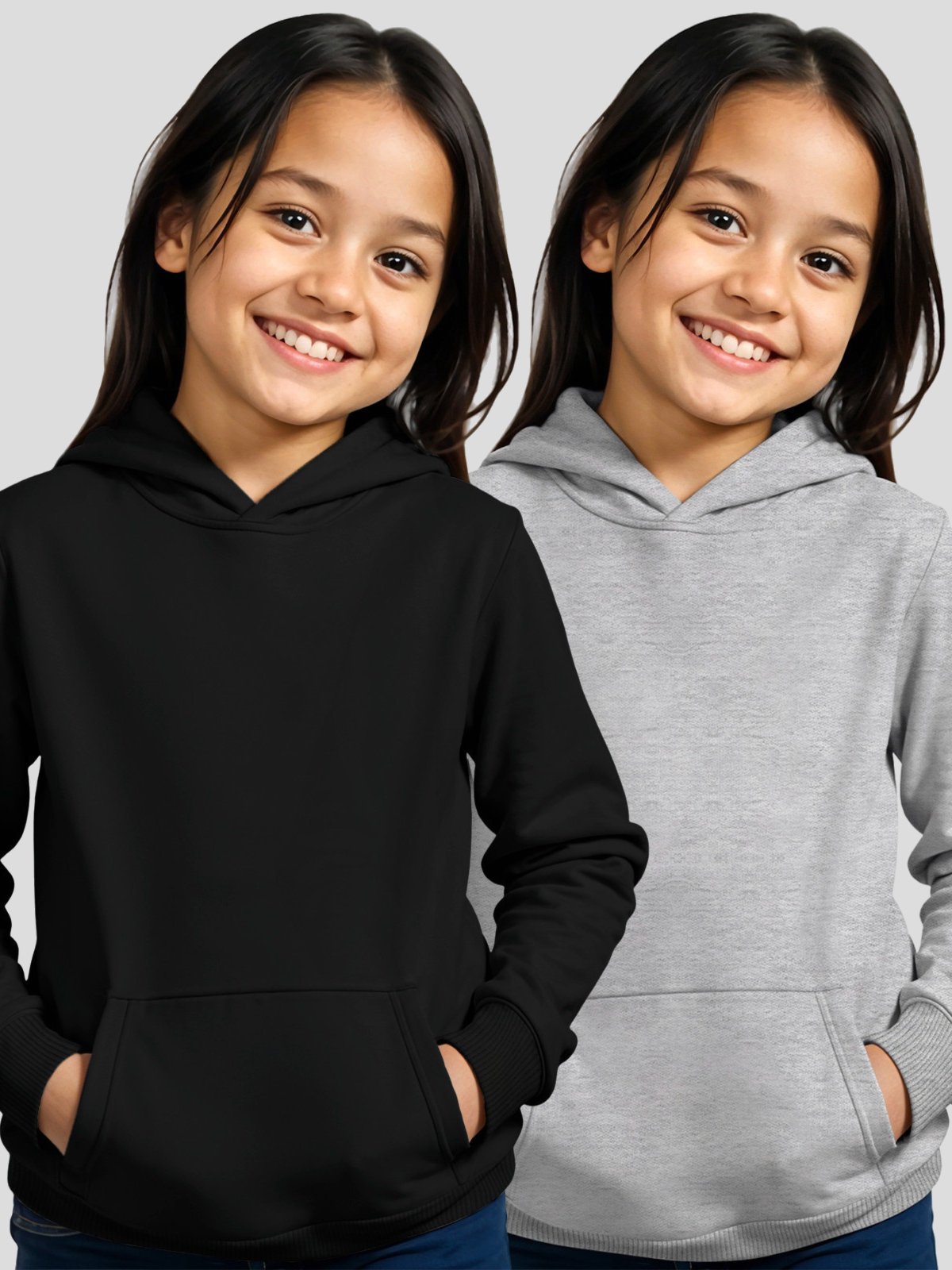 Infantil - Kit 2 Moletom Canguru Menina Benellys Preto e Cinza