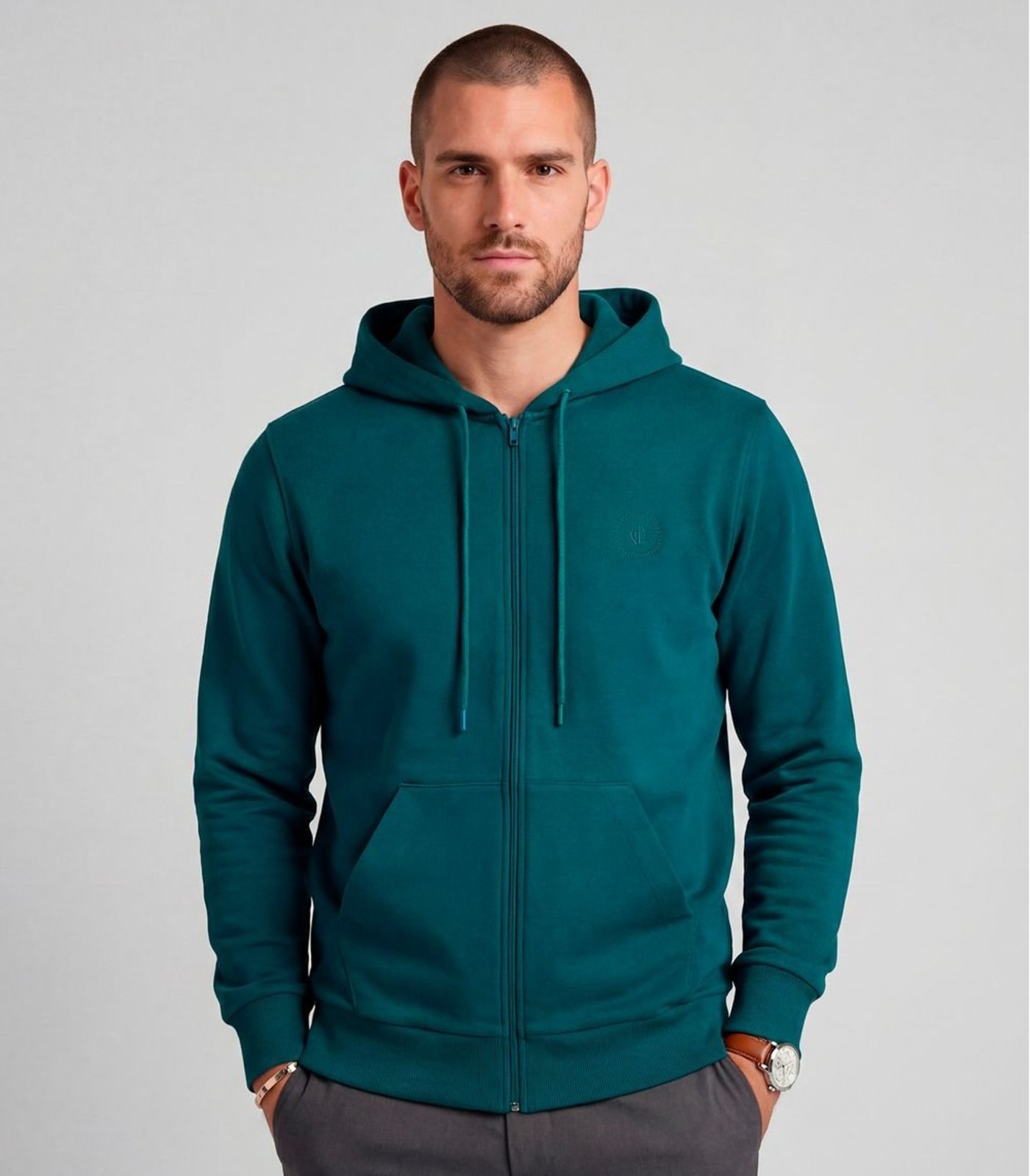 Jaqueta Masculina Moletom Felpada E Capuz Diametro Verde