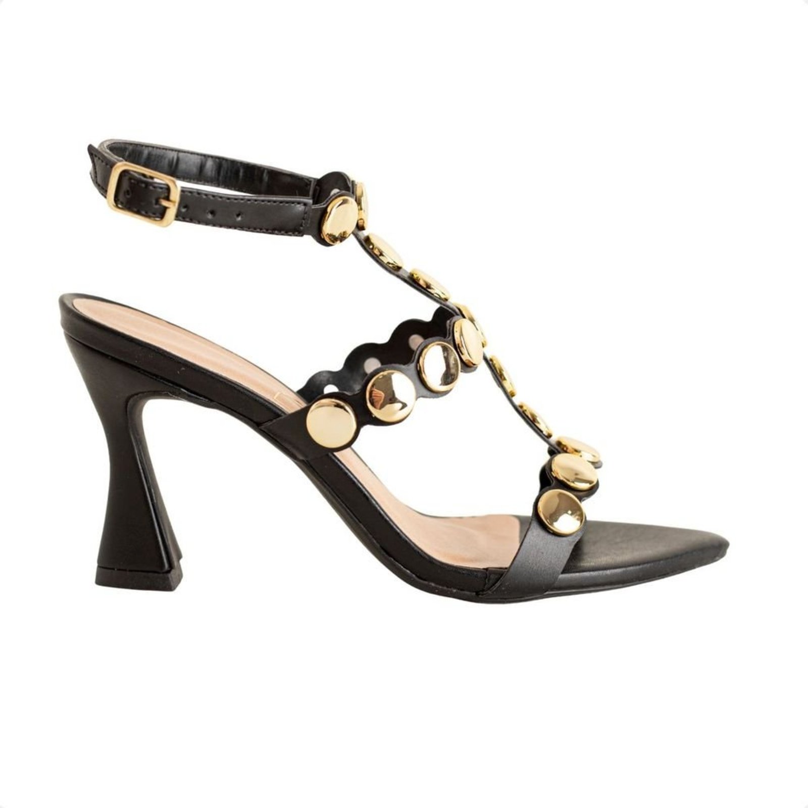 Sandália Dm Tachas Glam Preta