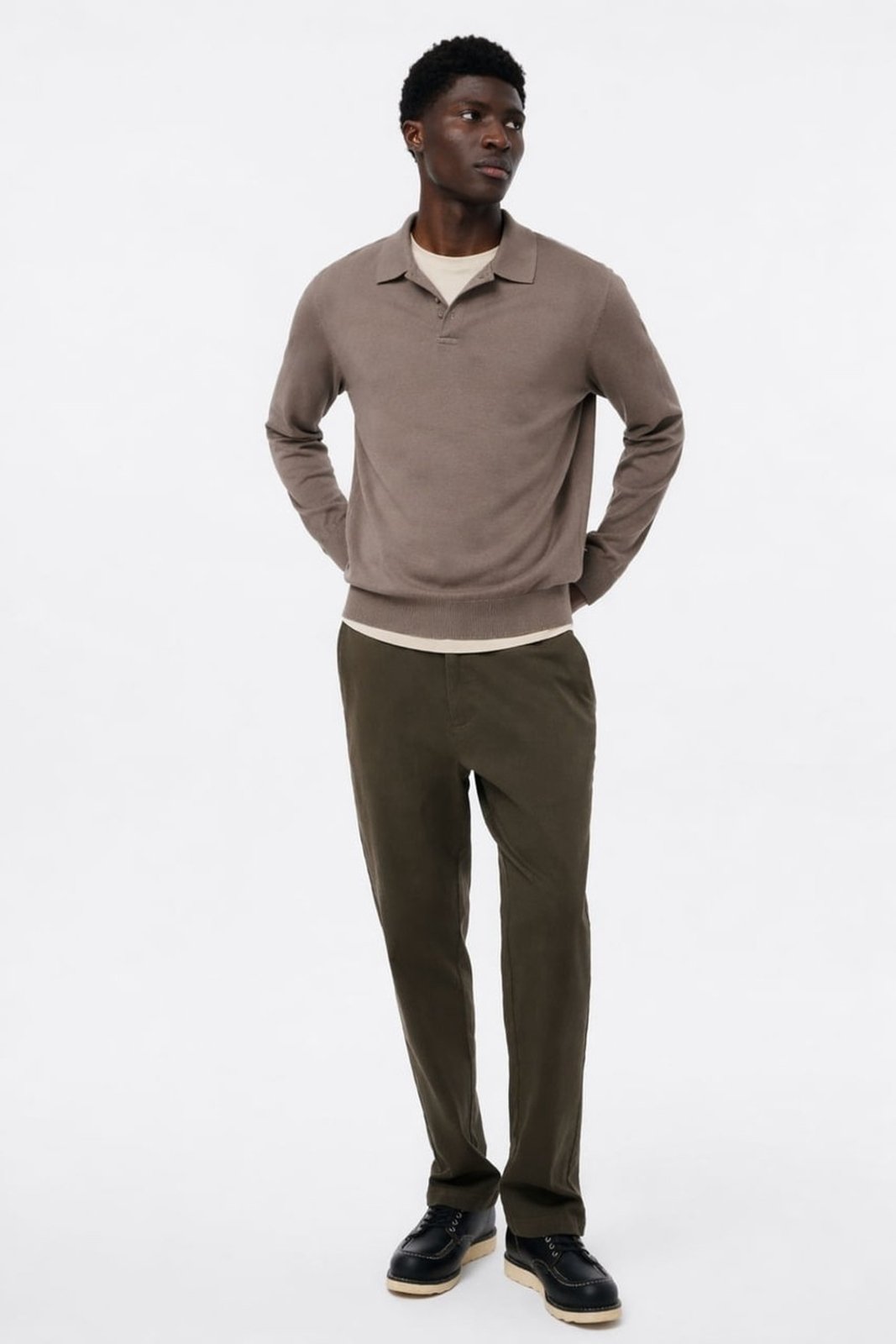 Polo Masculina Em Tricô Fio Tinto Hering
