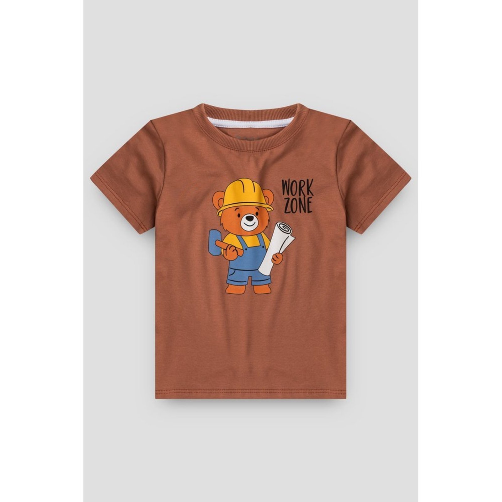 Infantil - Camiseta do Papai Marrom Urso Construtor