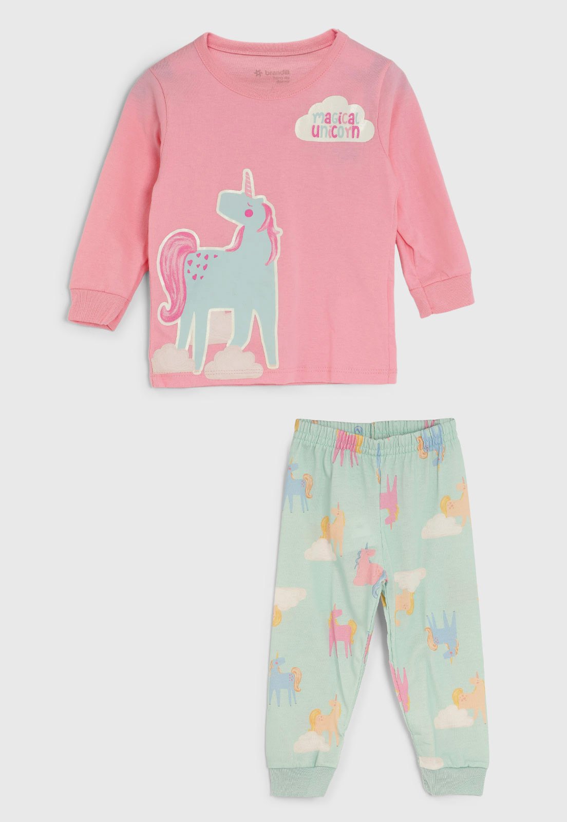 Vista 2 Pijama Longo Brandili Unicórnio lilás Brandili lilás