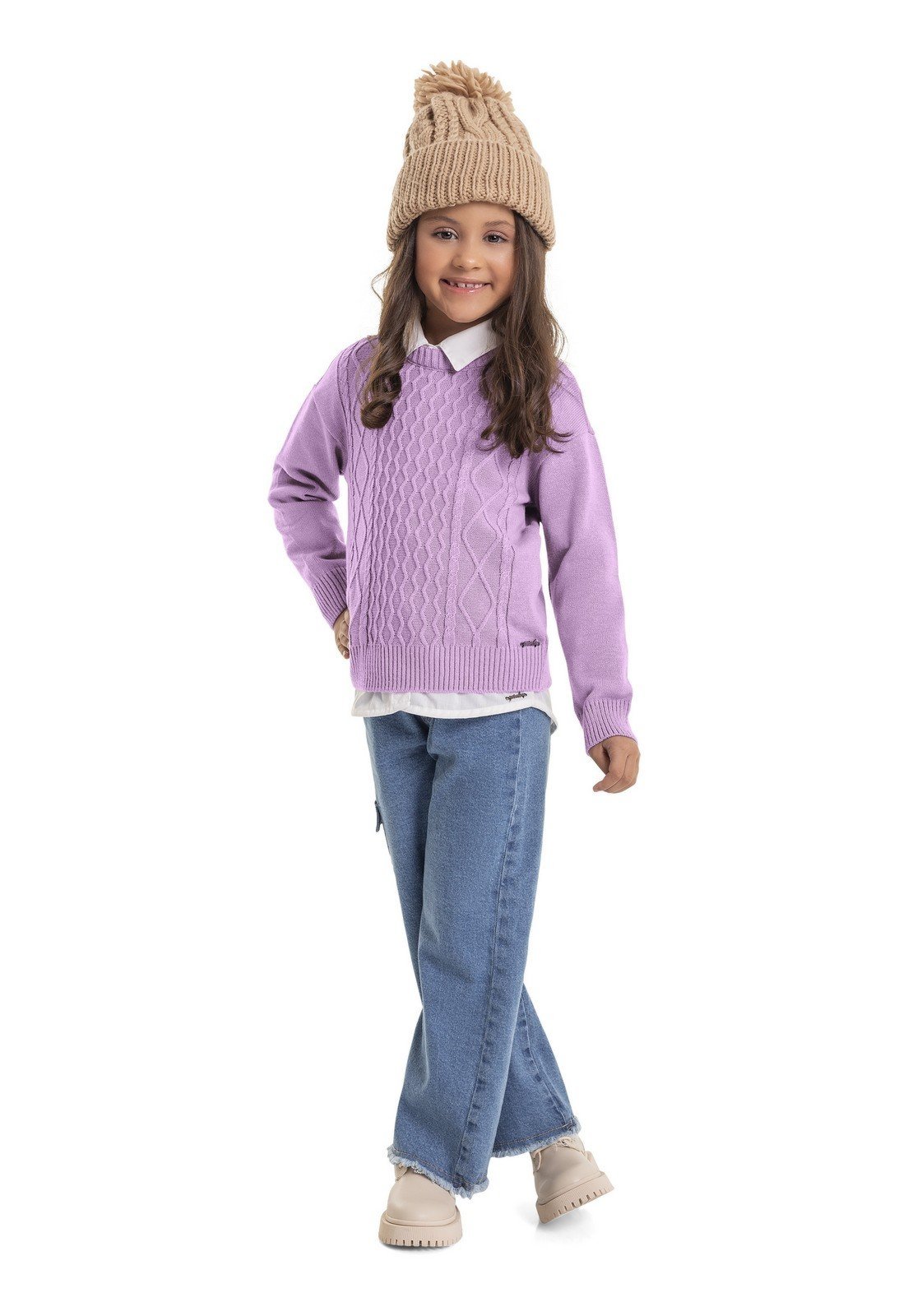 Vista 3 Infantil - Blusão em Tricô Menina Quimby preto Quimby preto