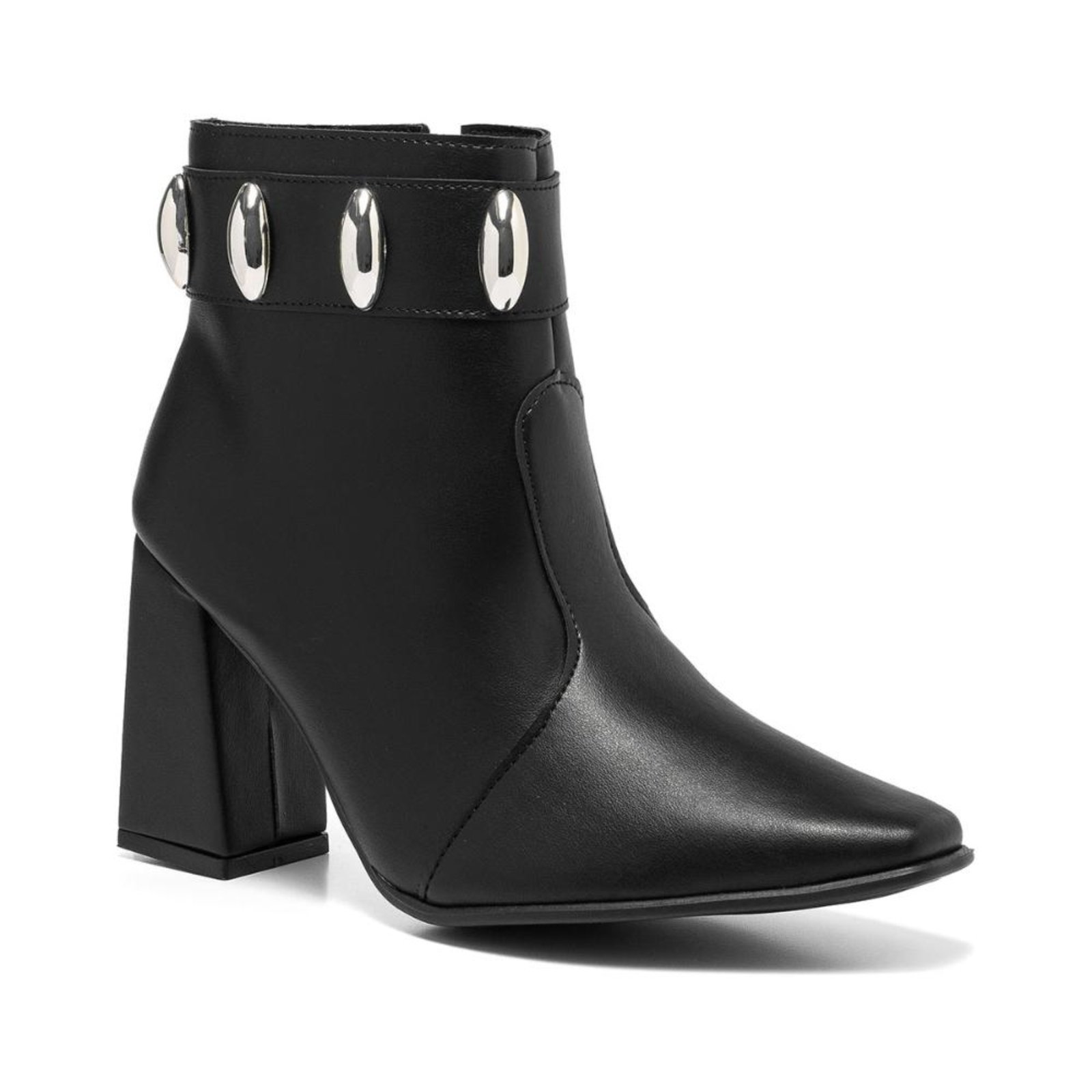 Vista 3 Bota Feminina Stessy Shoes Cano Curto Salto Grosso Casual Lesma Elegante marrom Stessy Shoes marrom