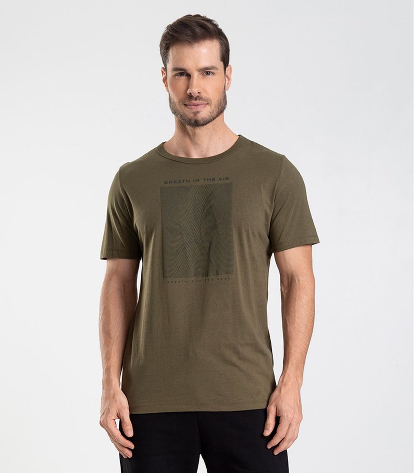 Camiseta Masculina Meia Malha Com Estampa Diametro Verde
